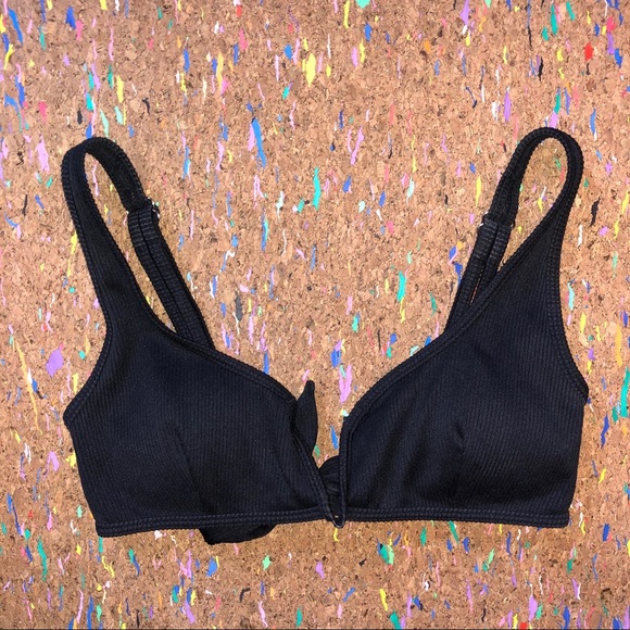 Black Zaful V-wired Ribbed Bikini Swimsuit - Picture 4 of 12